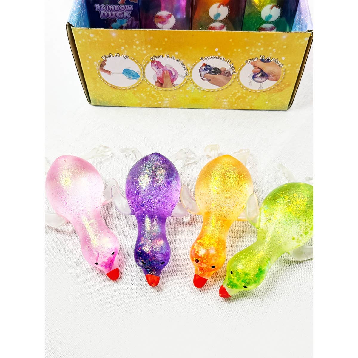 Rainbow Duck Maltose Squishy Toy