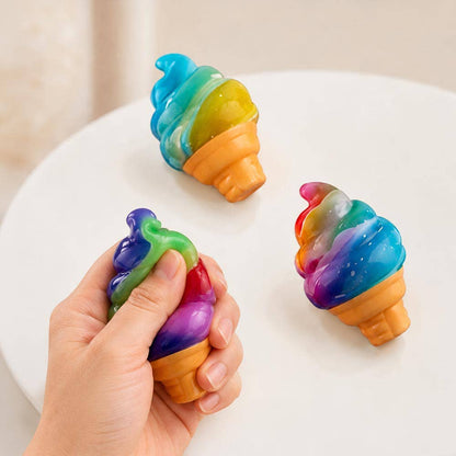 Rainbow Ice Cream Cone Squeeze Squishy Stress Relief Toy