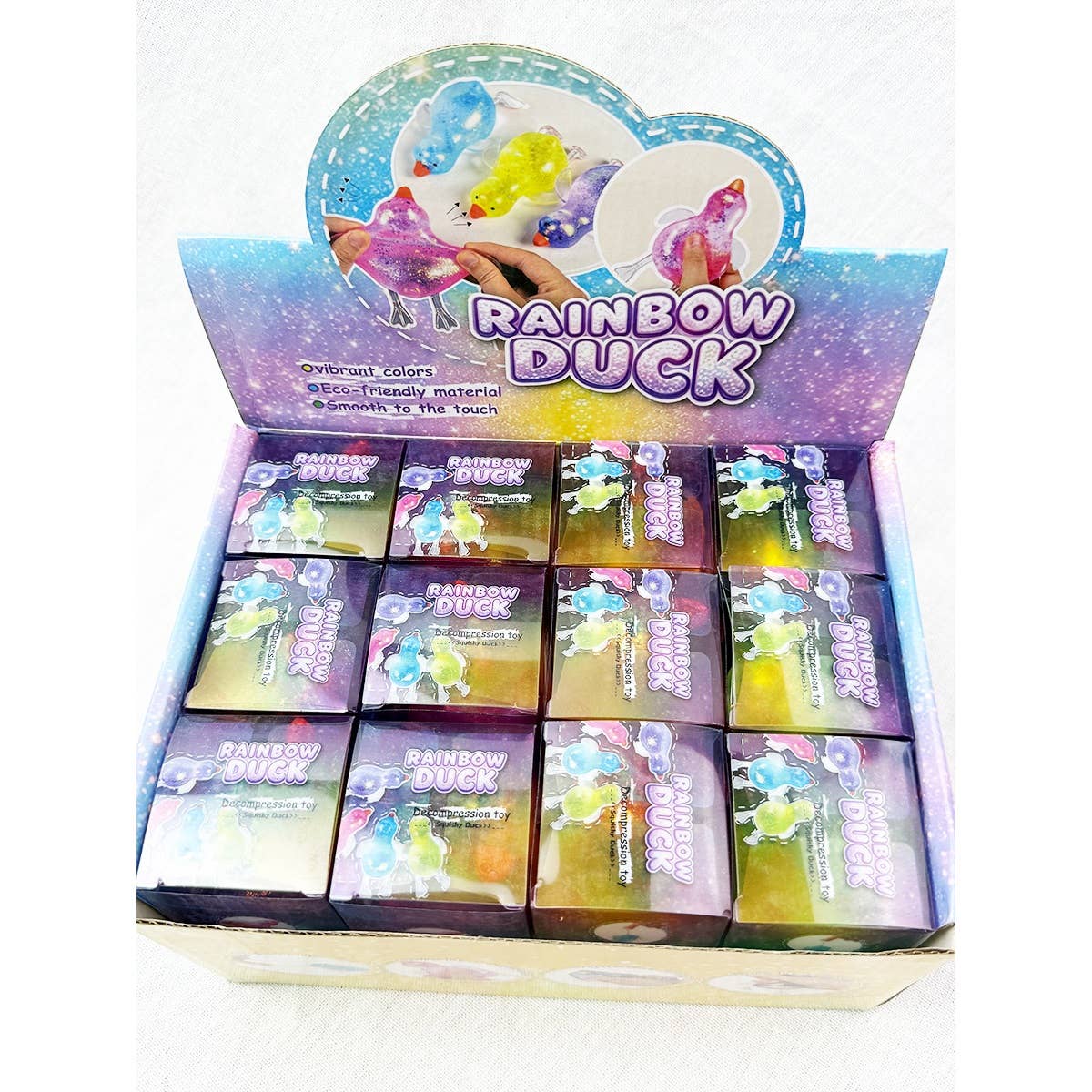 Rainbow Duck Maltose Squishy Toy