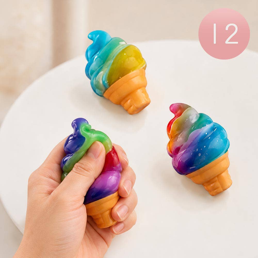 Rainbow Ice Cream Cone Squeeze Squishy Stress Relief Toy