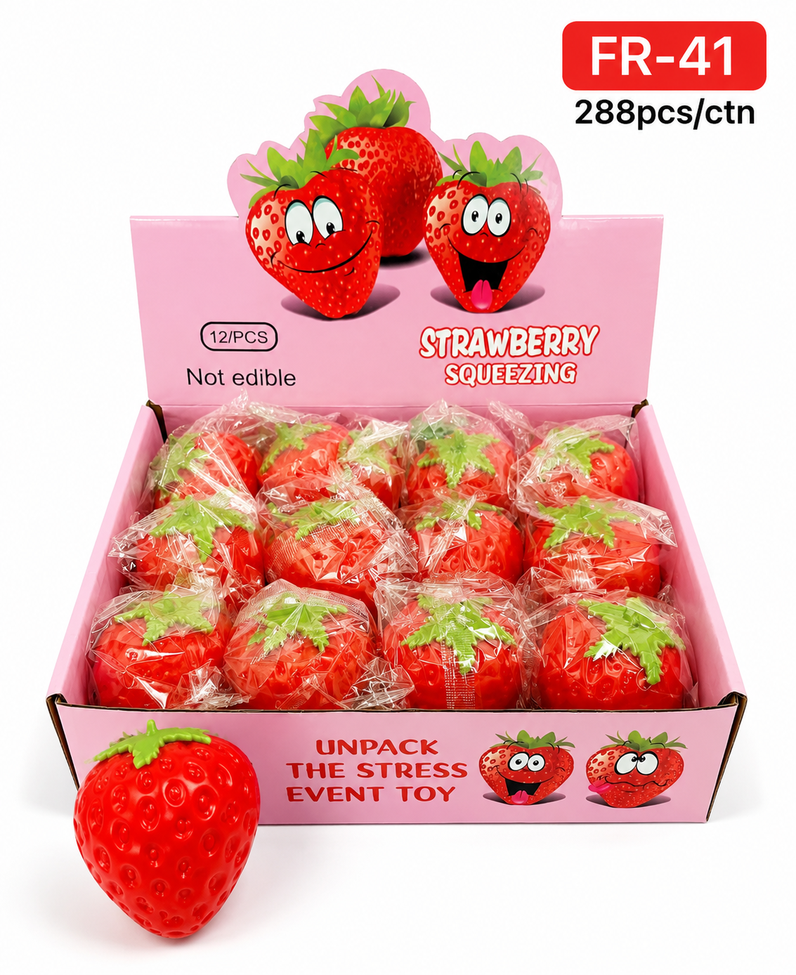 Strawberry Squishy Fidget Toy for Stress Relief